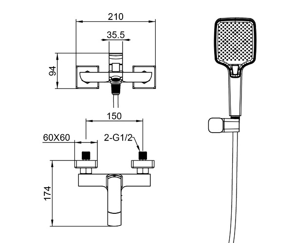 смеситель для ванны WONZON & WOGHAND FORZA